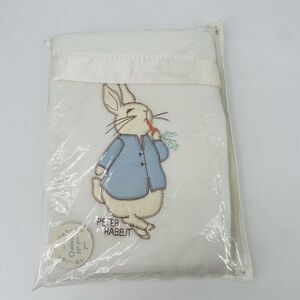 Quiltex Beatrix Potter Peter Rabbit Baby Blanket Acrylic Fleece White Satin Trim